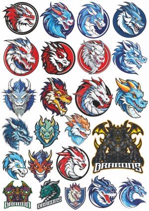 Collection of Colorful Dragon Head Mascot and Logo Vectors Free Vector