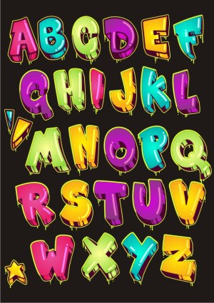 Colorful Graffiti Alphabet Letters Vector Free Vector