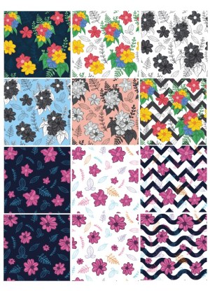 Floral Pattern Collection with Varied Color Themes and Backgrounds Free Vector