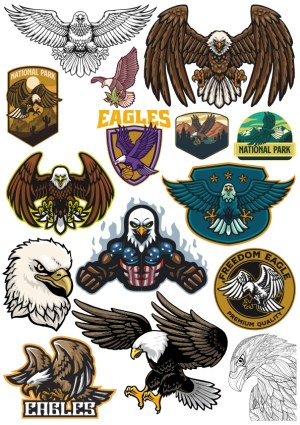 Collection of Eagle Vector Illustrations and Emblems Free Vector