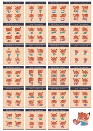 Little Fox Mascot Expressions and Activities Vector Set Free Vector