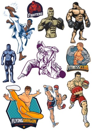 Vector Collection of Martial Arts and Fighting Fighters Free Vector