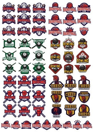 Set of Sports Club and Tournament Vector Logos Free Vector