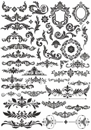 Vintage Decorative Flourishes and Ornamental Frames Vector Set Free Vector