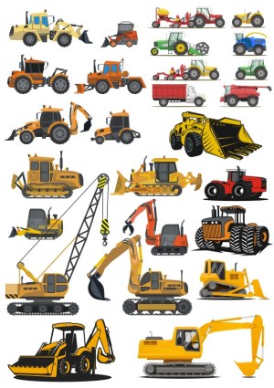 Collection of Agricultural and Construction Vehicle Vectors Free Vector