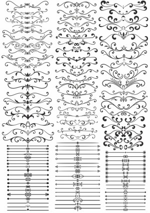 Decorative Vintage Swirl Borders and Dividers Set Free Vector