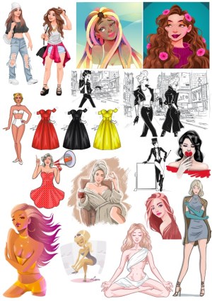 Stylish Female Characters and Fashion Illustrations Collection Free Vector