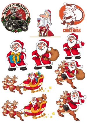 Christmas Santa Claus and Reindeer Holiday Vector Set Free Vector