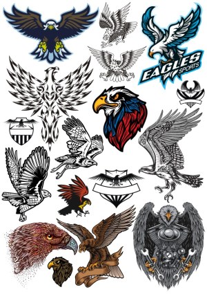 Collection of Eagle and Hawk Vector Graphics and Emblems Free Vector