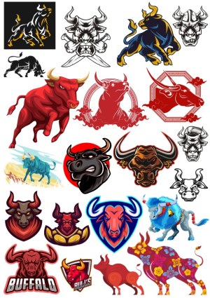 Collection of Bull and Buffalo Vector Illustrations and Logos Free Vector