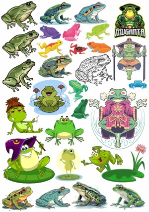 Collection of Cartoon and Realistic Frog and Toad Illustrations Free Vector