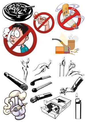 No Smoking and Smoking-Related Vector Illustrations Collection Free Vector