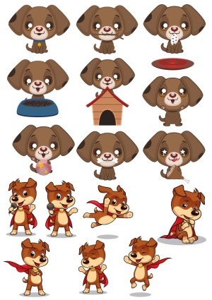 Cute Cartoon Dogs in Various Activities and Expressions Free Vector