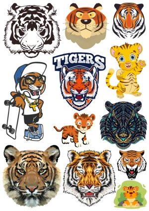 Diverse Tiger Illustrations Collection Free Vector