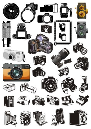 Collection of Vintage and Modern Camera Vector Icons Free Vector