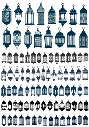Collection of Vintage Ornate Lantern Silhouettes Free Vector