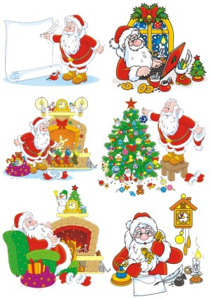 Santa Claus Christmas Activities Vector Collection Free Vector