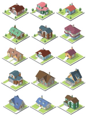 Isometric Residential House Vector Set Free Vector