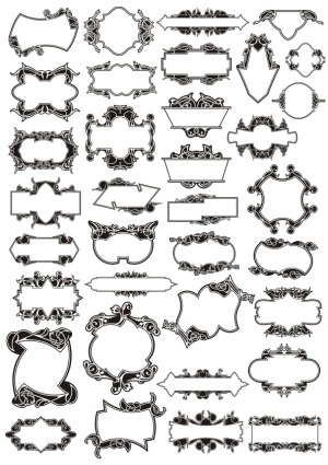 Set of Decorative Ornate Black and White Vintage Frames and Borders Free Vector