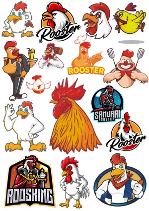 Collection of Cartoon Rooster and Chicken Vector Illustrations Free Vector