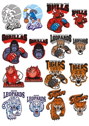 Animal and Sports Team Mascot Logos Vector Set Free Vector