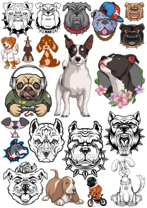 Collection of Dog Character Vector Illustrations and Mascots Free Vector