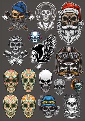 Collection of Decorative Skull Vector Designs Free Vector