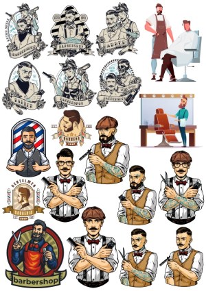 Barbershop Logos and Illustrations with Vintage and Modern Styles Free Vector