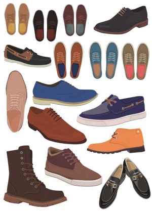 Variety of Men's Shoes and Boots Vector Set Free Vector