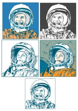 Vintage Style Astronaut Portrait Vector Set Free Vector