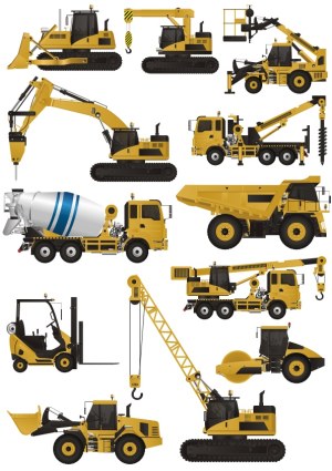 Construction and Heavy Machinery Vector Set Free Vector