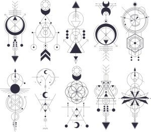 Set of Geometric Abstract Glyph Symbols Free Vector