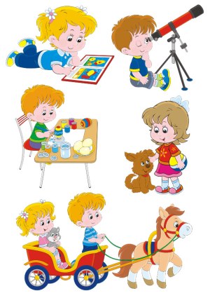 Cute Kids Engaged in Various Fun Activities Vector Set Free Vector