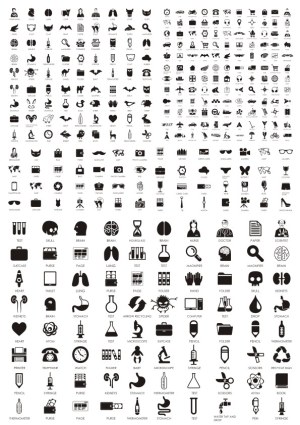 Comprehensive Collection of Medical, Animal, Technology, and Office Icons Free Vector