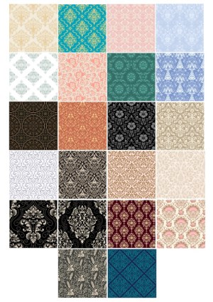 Vintage Damask and Floral Seamless Patterns Collection Free Vector