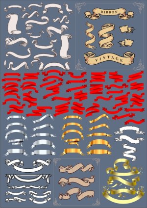 Collection of Various Vintage and Modern Vector Ribbons and Banners Free Vector