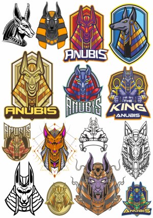 Collection of Stylized Anubis Head Vector Logos and Emblems Free Vector