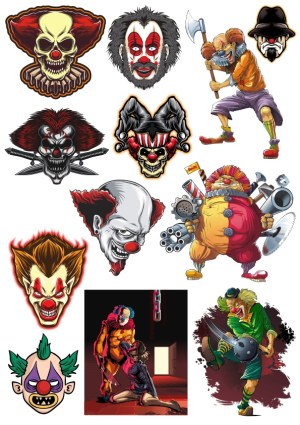 Collection of Scary and Horror-Themed Clown Vector Illustrations Free Vector