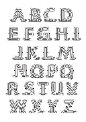 Decorative Vintage Outline Alphabet Vector Free Vector
