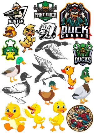 Duck and Duckling Vector Illustrations and Mascots Free Vector