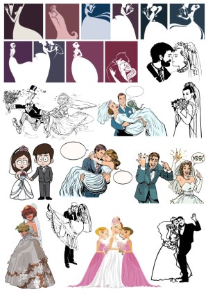Wedding and Bridal Couple Vector Illustrations Collection Free Vector
