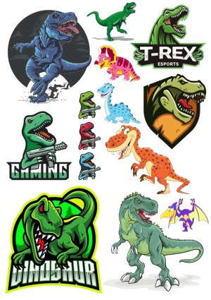 Diverse Cartoon Dinosaur and Tyrannosaurus Vector Illustrations and Logos Free Vector