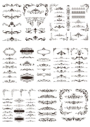 Set of Ornate Vintage Decorative Borders and Frames Free Vector