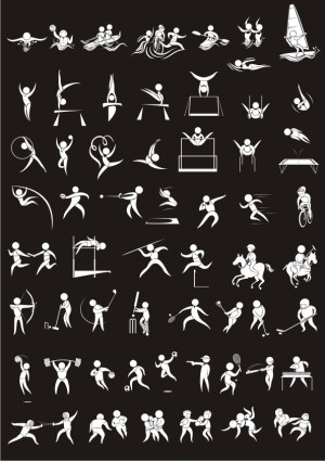 Set of Stick Figure Sports Pictograms Free Vector