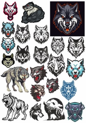 Collection of Wolf and Werewolf Vector Illustrations Free Vector