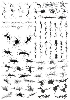 Set of Cracked Surface and Ground Hole Vector Designs Free Vector