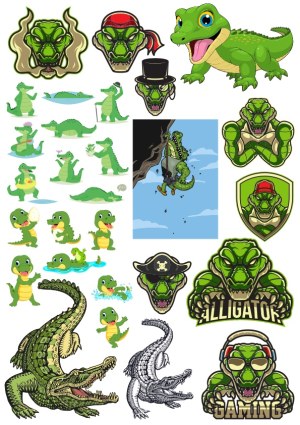 Alligator and Crocodile Cartoon and Mascot Vector Collection Free Vector