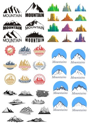 Collection of Mountain-Themed Vector Logos and Illustrations Free Vector