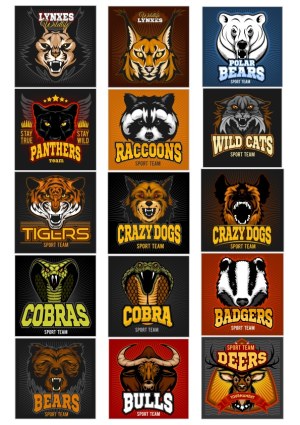 Sport Team Animal Mascots Vector Collection Free Vector