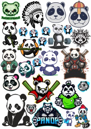 Collection of Panda Vector Illustrations and Cartoon Characters Free Vector